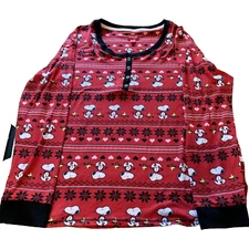 Peanuts Snoopy Pajama Shirt Womens Large Cozy Sleepwear SOFT