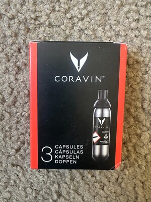 Coravin Capsules Pack of Argon Gas Cartridges 6.5g (3 Pack) BRAND NEW EXP 1/25