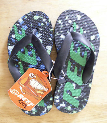 Schöne schwarz & grünes Riff-Flip-Flops für Kinder, verschiedene Größen - neu mit Etikett!!
