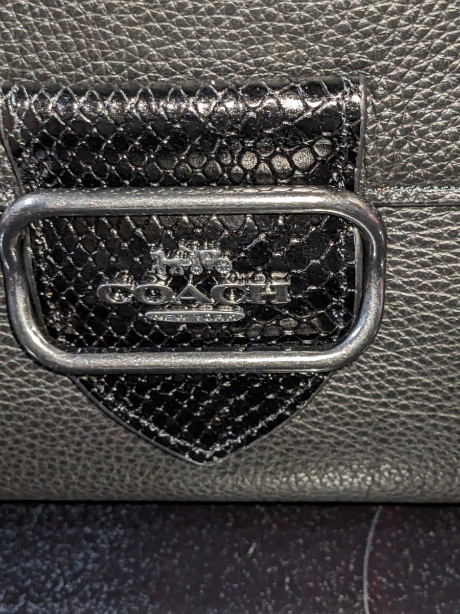 COACH Morgan Top Handle Satchel BLACK Crocodile Embossed Leather