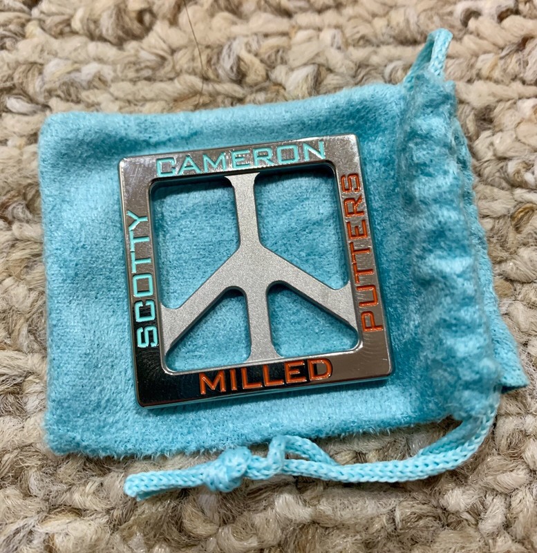 2024 Scotty Cameron Coin - Peace Sign - Large Square - Scotty Blue/Neon Orange