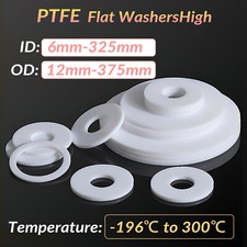 3mm Thick PTFE High Temp Flat Ring Plastic Washer Seal Gasket White ID 6mm-325mm
