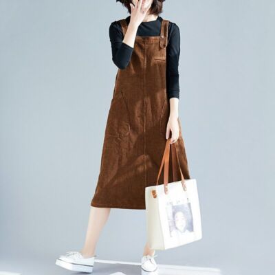 M-XXXL Koreanisches Stil Ärmellos Midi Kleid Straps Chic Mode Kleidung für Damen