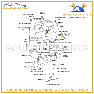 69790-60070 Genuine Toyota BACK DOOR LOCK CONTROL ASSY FOR LAND