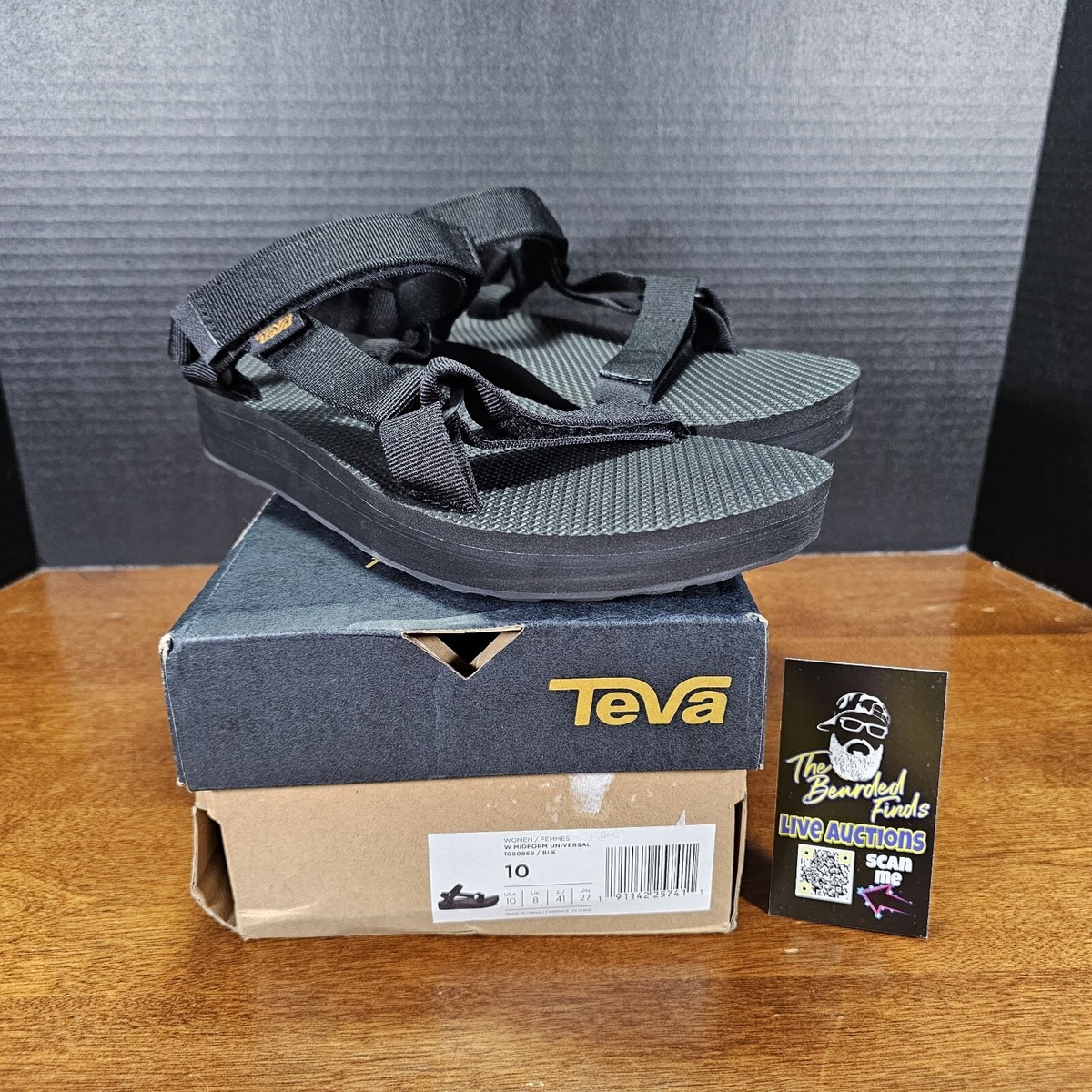 Teva Womens Midform Universal Black Strappy Sandals Size 10 