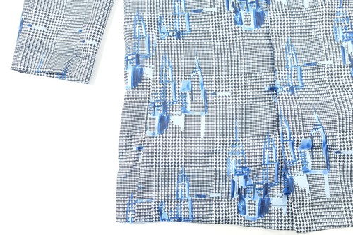 ALFANI BLUE XL NOTCHED HOUNDSTOOTH ABSTRACT LONG 3/4 COAT JACKET MENS NWT NEW - Picture 3 of 10