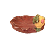 Vintage Pottery Bowl Decorative Flower Bud Shabby Chic Bowl Brown & Green Rare