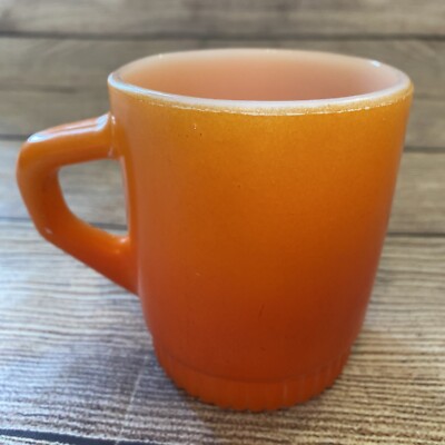 VTG Anchor Hocking Fire King Ware Orange Stacking Coffee Cups Mug