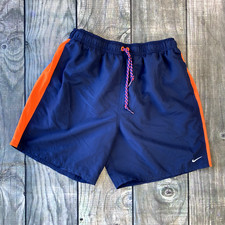 Nike Men's Large Swim Shorts Trunks Blue Orange Lined Drawstring Pockets