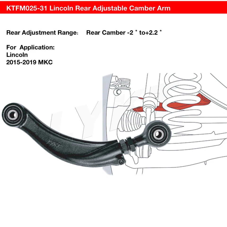 LYKT 2pcs Alignment Arms Adjustable Rear Camber Kit for Lincoln 2015-2019 MKC Foto 2 de 4