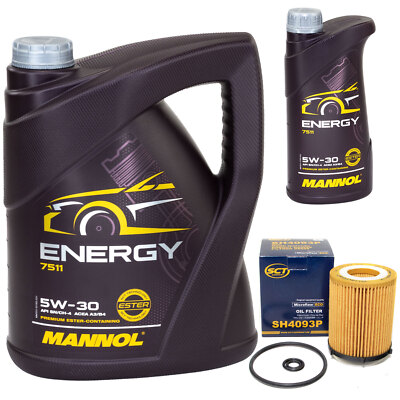 Motoröl Set MANNOL Energy 5W-30 API 6 Liter + Ölfilter für Mercedes B-Klasse GLA