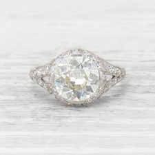 3 Ct White Round Cut Simulated Diamond Art Deco Retro Wedding Ring In 925 Silver