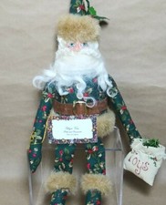 Sitting Santa Vintage 12" Hand Crafted Painted Face Doll Folk Art Shelf Sitter