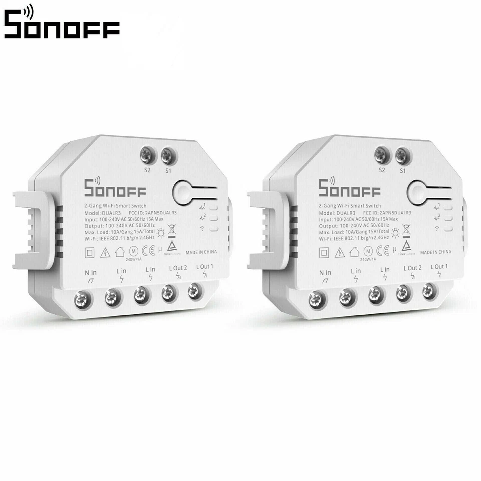 2 PZ Interruttore Della Luce Intelligente MINI SONOFF DUAL R3 2-Gang 2-Way Smart
