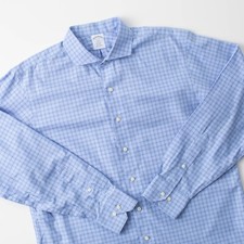 Brooks Brothers 1818 Regent 17 - 6/7 Large Blue Plaid Long Sleeve Button Up