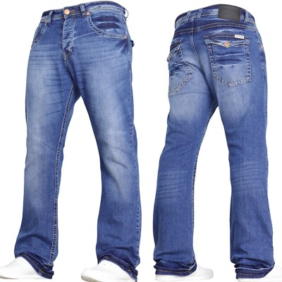 MENS JEANS BOOTCUT FLARED DESIGNER WIDE LEG DENIM JEANS ALL WAIST ...