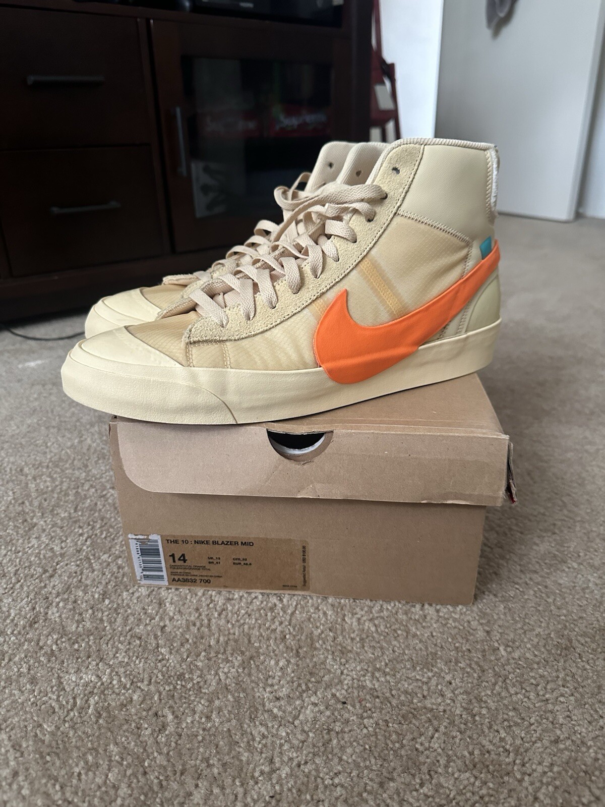OFF WHITE X NIKE Blazer Nike Off White Mid All Hallows Eve indossato 1 2 volte MOLTO PULITO taglia 14 *U