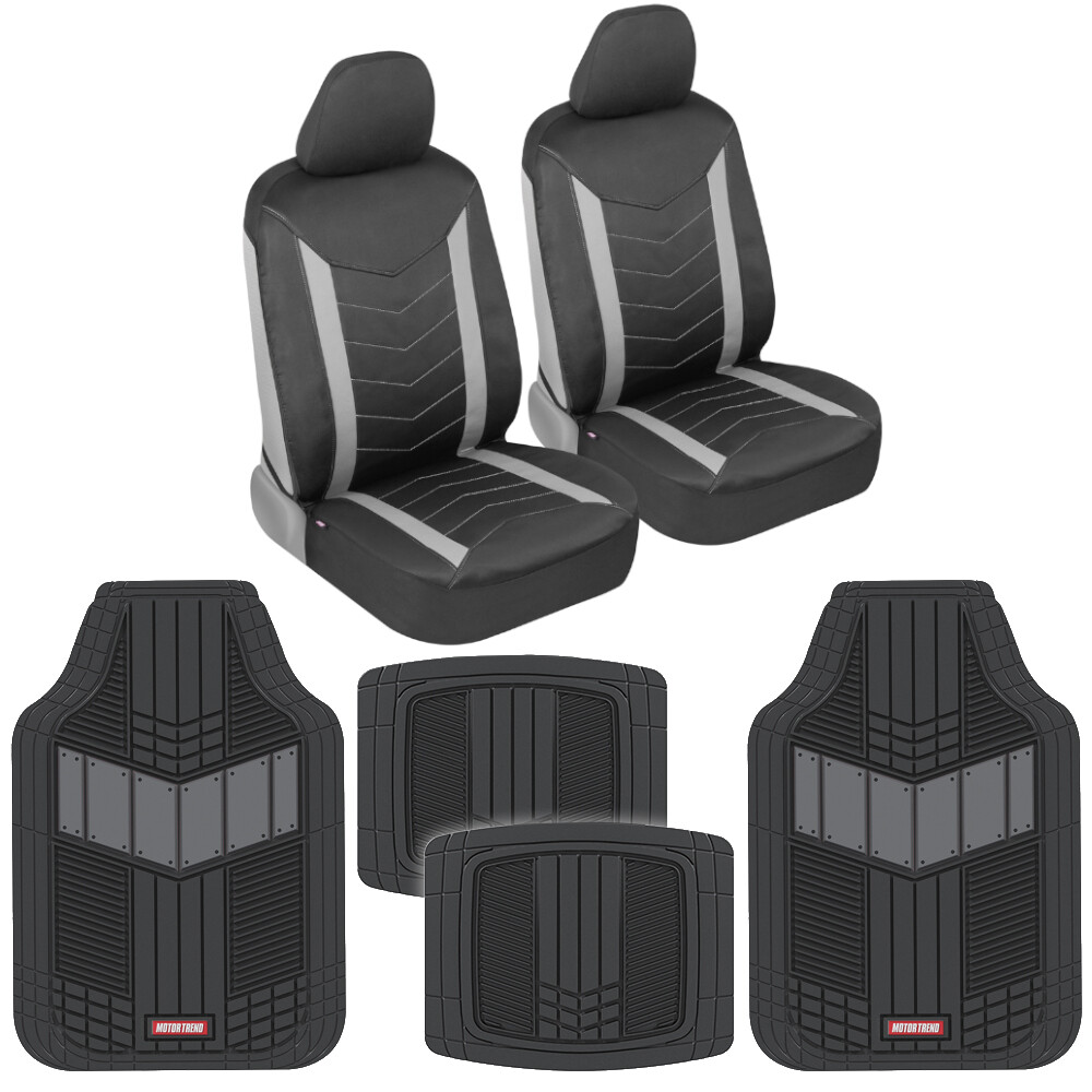 Gray Waterproof Neoprene Complete Sideless Seat Cover Set w/ 2-Tone Floor Mats