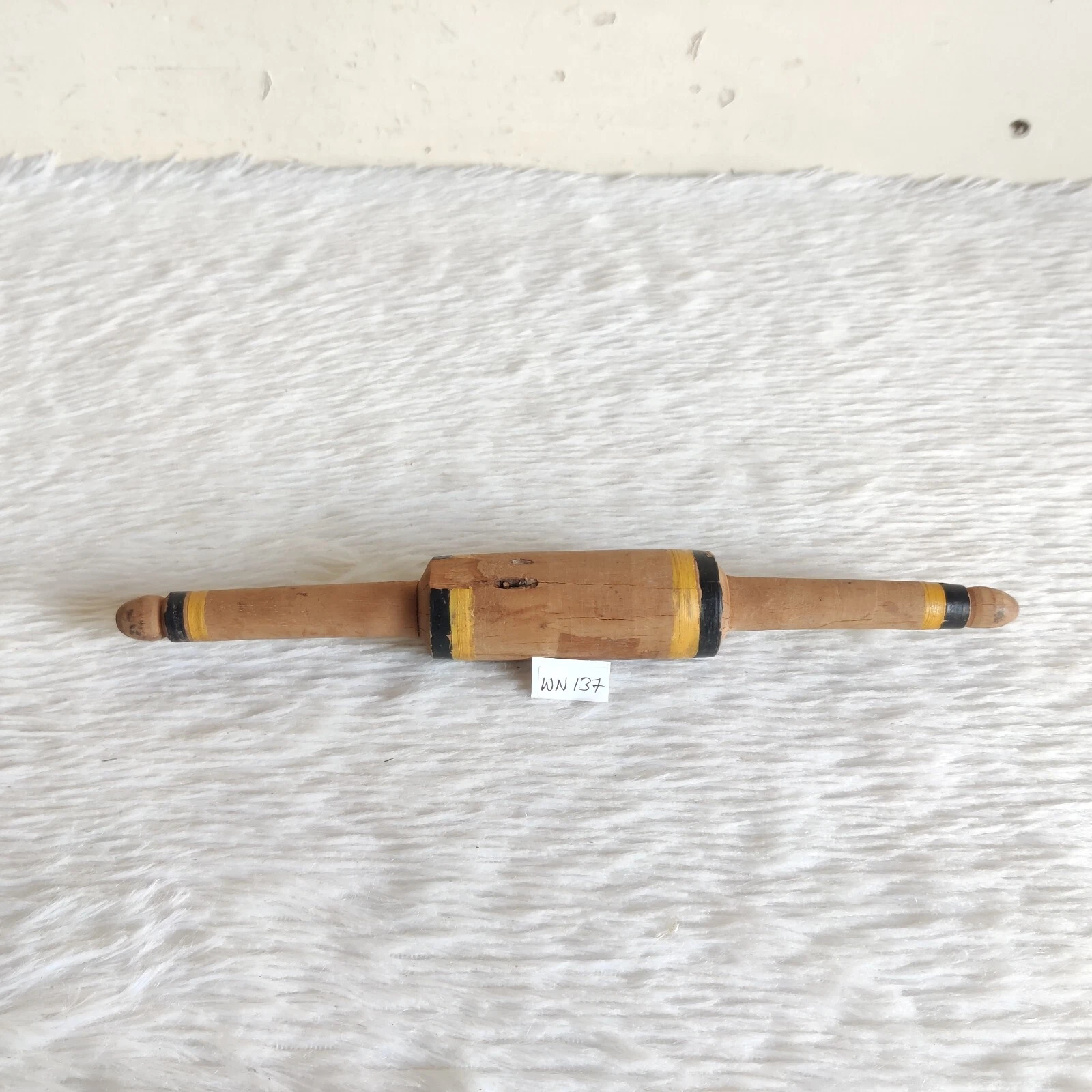 Vintage Primitive Handmade Painted Tortilla Bread Baker Wooden Rolling Pin WN137