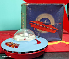 VINTAGE SPACE SAUCER TOY 'METEOR' 1970s BATT. OPERATED IN BOX POLAND 1ST EDITION