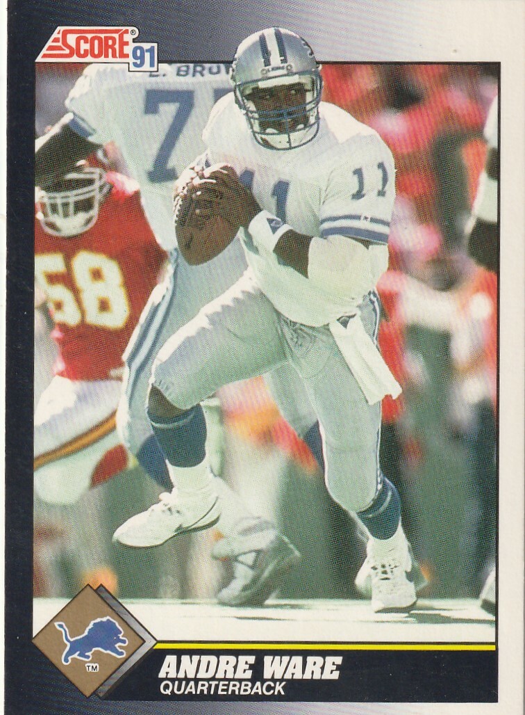 FREE SHIPPING-MINT-1991 Score Andre Ware #542-PLUS LIONS BONUS CARDS