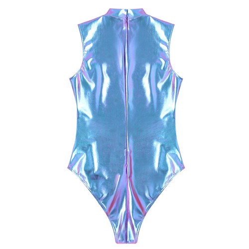 DE Damen Wetlook Body Overall Ärmellose Glänzend Bodysuit Jumpsuit Unterwäsche - Picture 17 of 62