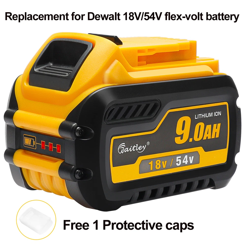 WAITLEY Replace For Dewalt DCB547 18V/54V XR Flexvolt 9Ah Li-ion Cordless Battery DCB546
