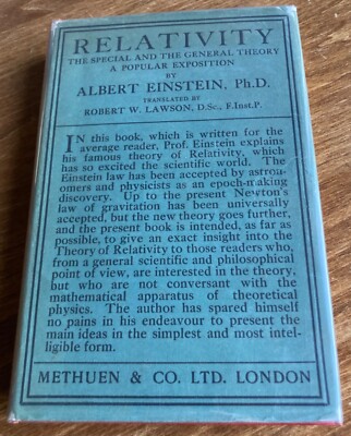 Relativity, Albert Einstein 1929 Translated by Robert W Lawson, Physics HC/DJ