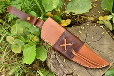 CUSTOM HAND MADE PURE LEATHER SHEATH FOR FIXED BLADE KNIFE AH 