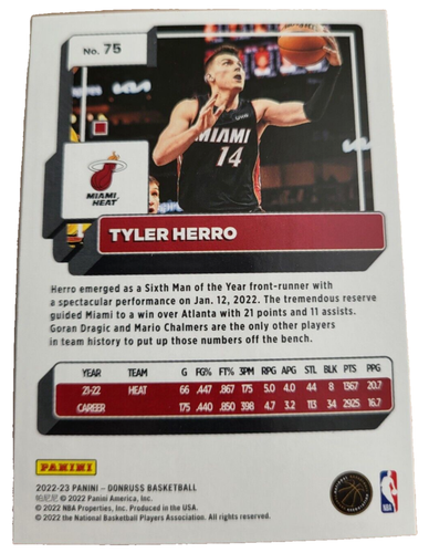 2022 Donruss #75 Tyler Herro Miami Heat NBA Basketball Card (K3 - Bild 2 von 2