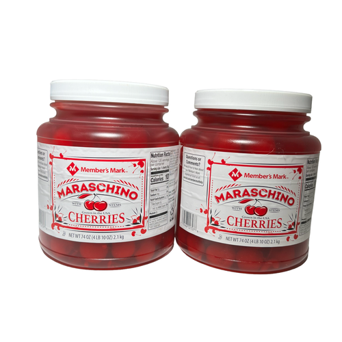 Maraschino Cherries with Stems Fruit Cherry Topping 2 Jars x 74oz Each