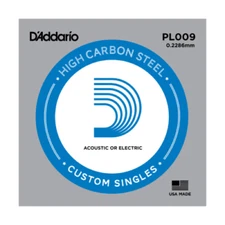 10 pack .009 Gauge Single Guitar Strings  Plain Steel Singles D'Addario PL009