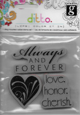 HAMPTON ART cling rubber stamp LOVE HONOR CHERISH