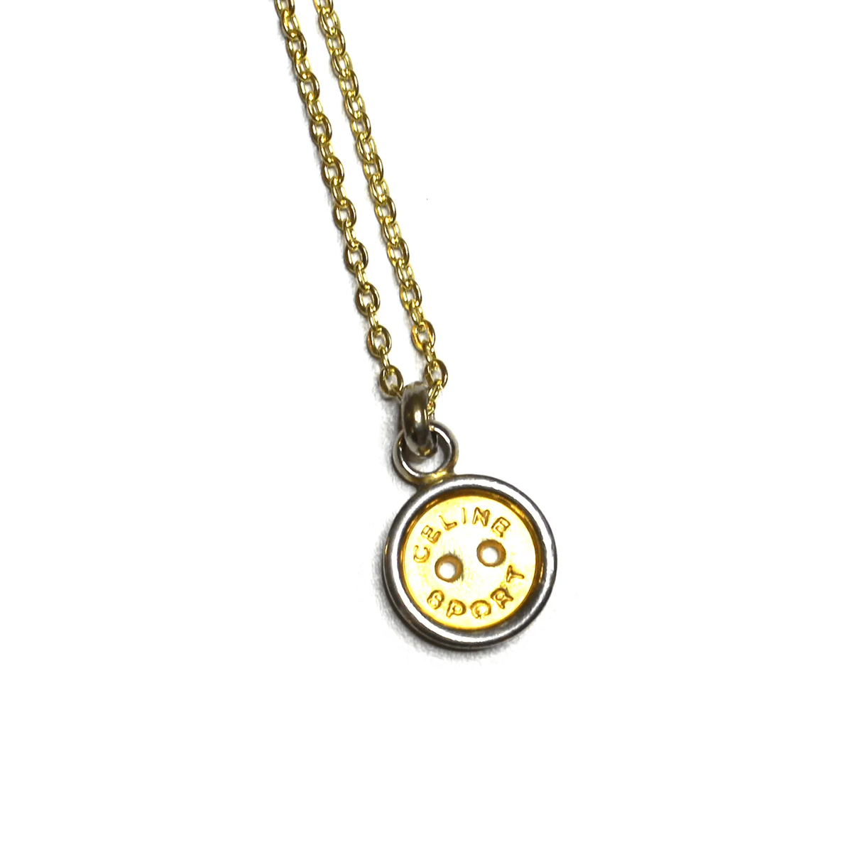 Small Gold/ Silver Celine Sport Button Two Tone Pendent Chain | eBay