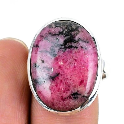 Rhodonit Stein Einfassung Statement Herz Chakra Ring Schmuck 925 Sterling Silber
