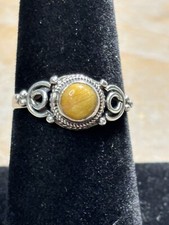Sterling Silver Tiger Eye Cabochon Ring 925 Size 7.25 Weighs 1.83 Grams R070 