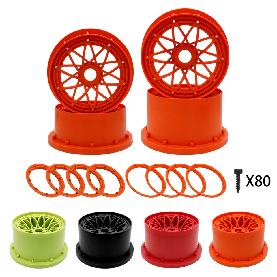 4Pcs Set Nylon w/ Flange 24mm Hex Wheel Rims For RC 1/5 HPI Rovan Baja 5B SS 2.0 - Image 2 of 4