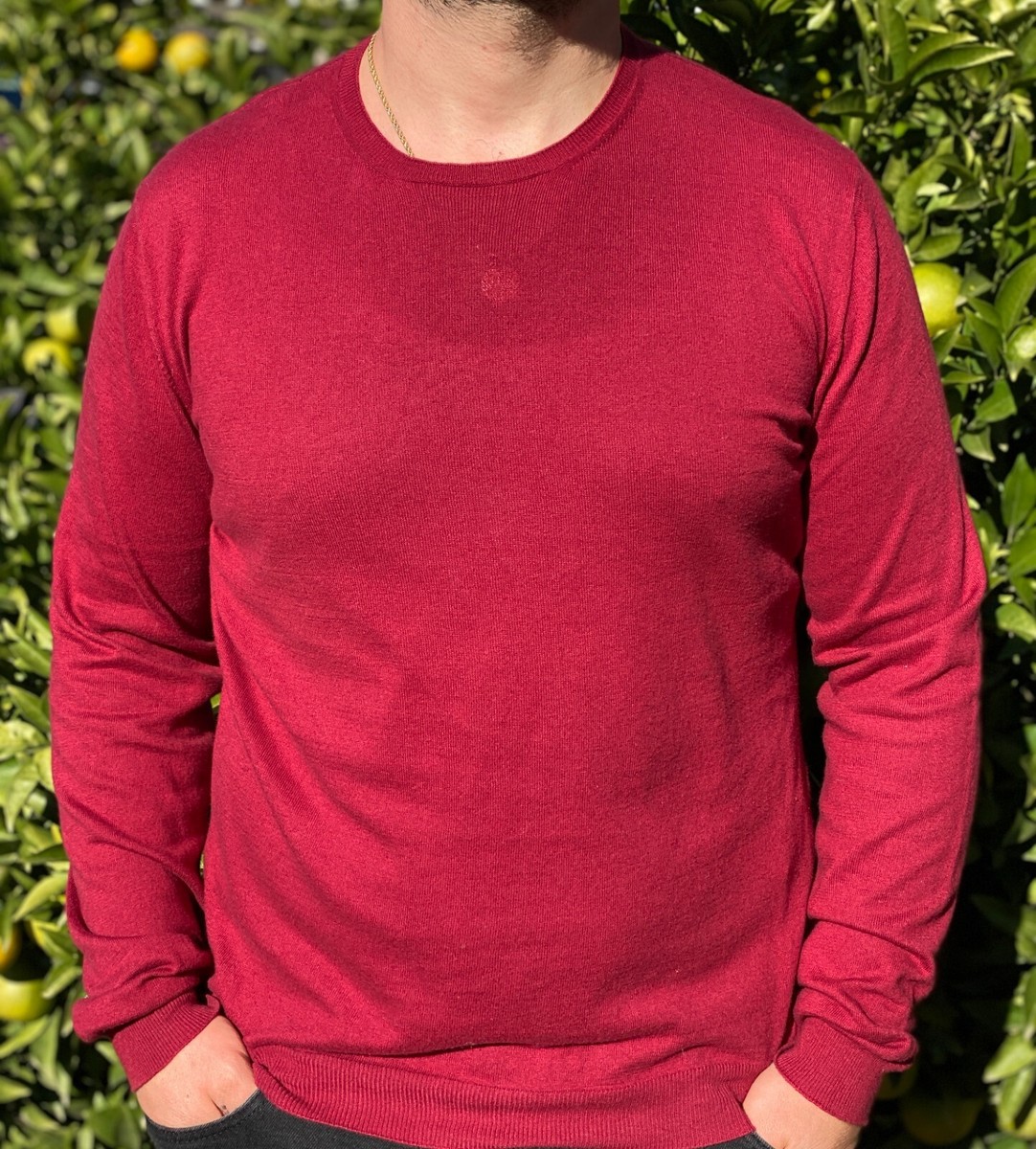 美品　PRADA クルーネック　ニット　セーター　アルパカ　シルク　レッド　40 美品 PRADA クルーネック ニット セーター アルパカ シルク レッド 40