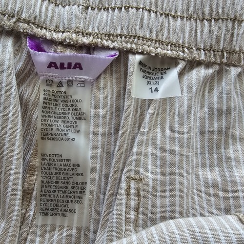 Alia Ems Sz 14 Biege White Stripe Cotton Poly Capri Pants S55 - Picture 21 of 24