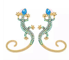 Lizard long crystal earrings