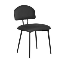 Set of 2 Black Dining Chairs PU Leather Dining Room Chairs w/Metal Legs Kitchen