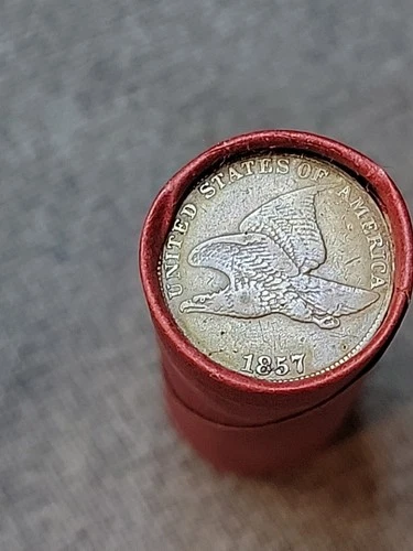 Xf+1857 Flying Eagle &Rare Civil War Token Ends Of Lincoln Wheat Penny Roll