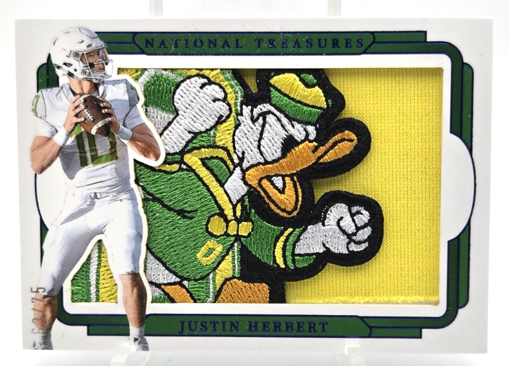 Justin Herbert  /75 2025 National Treasure Collegiate Patch Oregon Duck **