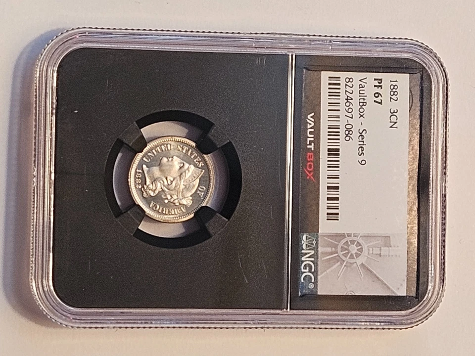 1882 Nickel Three Cent Piece Proof Coin NGC PF67 PR67 HIGH GRADE LOW MINTAGE - Image 3 of 4