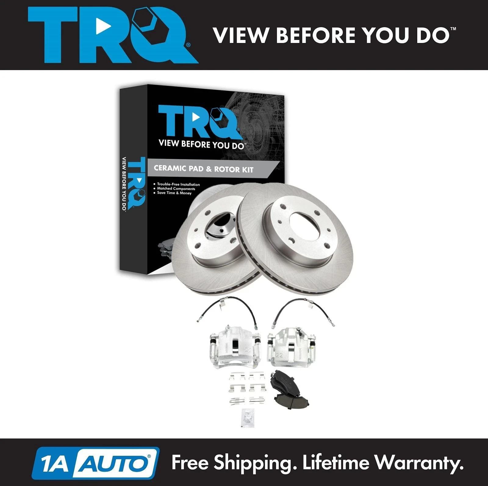 TRQ Brake Pad & Rotor Kit Ceramic Fits 2002-2005 Hyundai Elantra