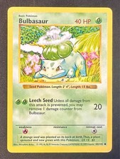 Bulbasaur 44/102 1999 Base Set Shadowless Pokemon Card WOTC Vintage Common Lp/Mp