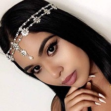 Hair Jewelry Head Chain Wedding Bohemian Floral Headband Elastic for Silver