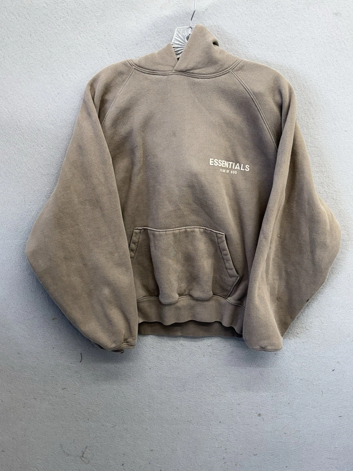 Felpa con cappuccio Essentials Fear of God uomo SS'22 logo floccato NC3 Desert Taupe Small S