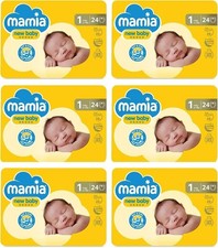 Mamia Size 1 Newborn Nappies (6 x 24 Pack, 144 Nappies) 0.67 per nappy