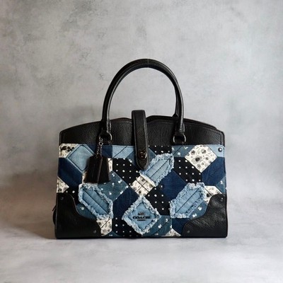COACH Mercer Satchel Canyon Quilt Denim Bag Handbag Shoulder Bag 2way Merce